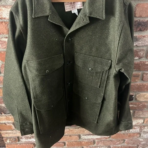 Filson Men's Utility Green Army Jacket With 4 Pockets & Siding Details Size 48 - Picture 4 of 9